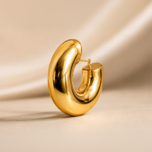 Çelik Silver/Gold Renk Kalın Boru Halka Kadın Küpe